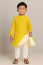 Chikankari Embroidered Cotton Kurta and Pyjama Set |Mandarin Collar Kurta | Schifli Kurta Set Ideal for Wearing Wedding, Diwali Eid and Other Festival - Image 3