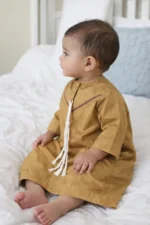 Omani Jubba for Baby Boys & Kids  | Premium Cotton Polyester Blend Shiny Fabric | Lightweight Arabic Thobe for Kids | Best for Eid, Ramadan - Image 2