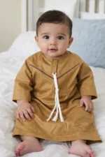 Omani Jubba for Baby Boys & Kids  | Premium Cotton Polyester Blend Shiny Fabric | Lightweight Arabic Thobe for Kids | Best for Eid, Ramadan