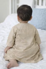 Baby Boy Cotton Jubba Thobe | Arabic Jubba for kids Boy | Arab Sheikh Dress for Baby Boy | Eid & Ramadan Dress for Kids Olive Beige - Image 3
