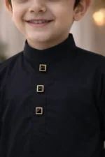 ISLIBA Premium Black Arabic Jubba Thobe for Boys | Ramadan & Eid Wear | Soft Comfortable Fabric | Hand-Tailored Stitching | Jubba for Baby Boys & Kids Black - Image 2