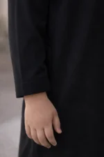 ISLIBA Premium Black Arabic Jubba Thobe for Boys | Ramadan & Eid Wear | Soft Comfortable Fabric | Hand-Tailored Stitching | Jubba for Baby Boys & Kids Black - Image 5