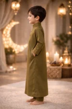 ISLIBA Premium Cotton Arabic Jubba Thobe for Boys | Ramadan & Eid Wear | Soft Comfortable Fabric | Hand-Tailored Stitching | Jubba for Baby Boys & Kids - Image 3
