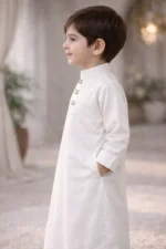 Premium Cotton Arabic Jubba Thobe for Boys | Ramadan & Eid Wear | Soft Comfortable Fabric | Hand-Tailored Stitching | Jubba for Baby Boys & Kids - Image 4